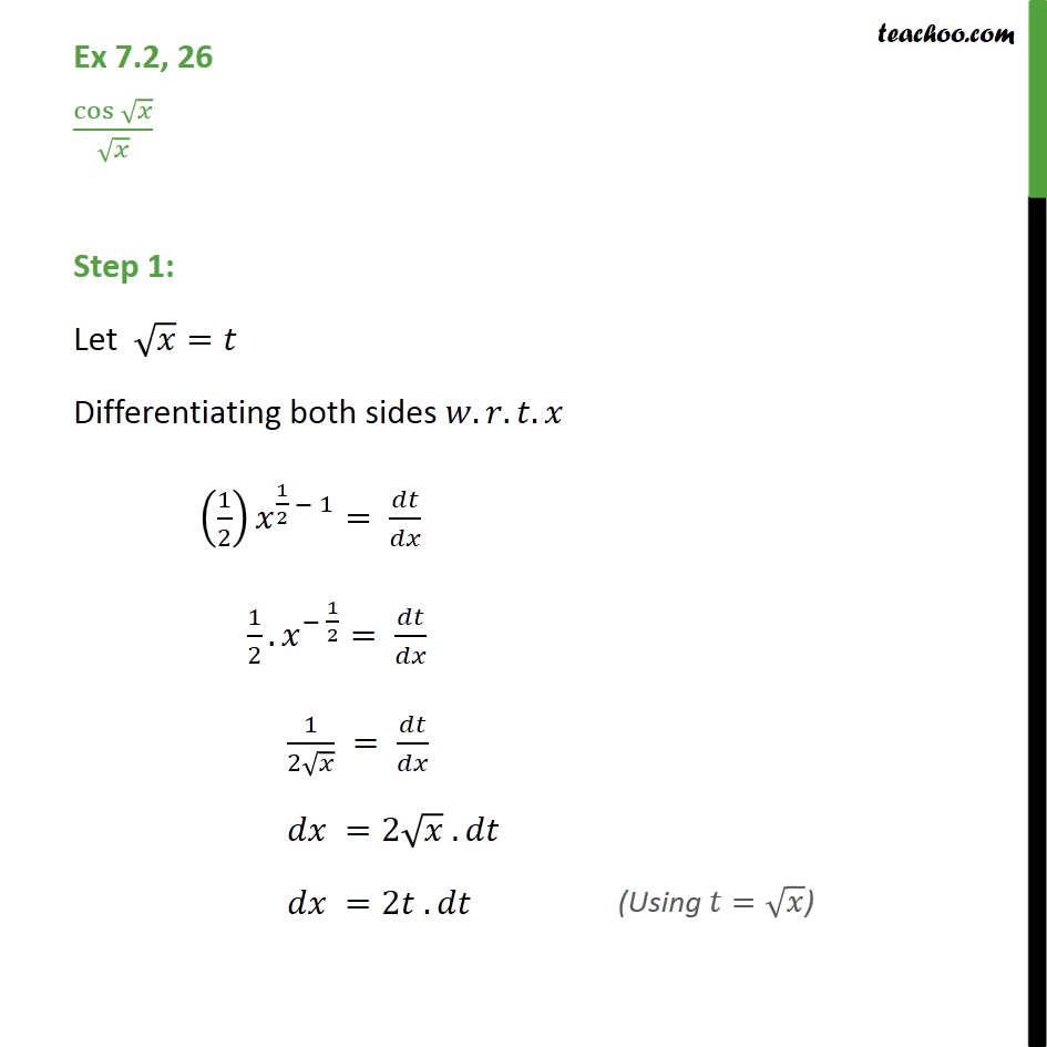 Ex 7.2, 26 - Integrate cos root(x) / root x - Teachoo - Ex 7.2