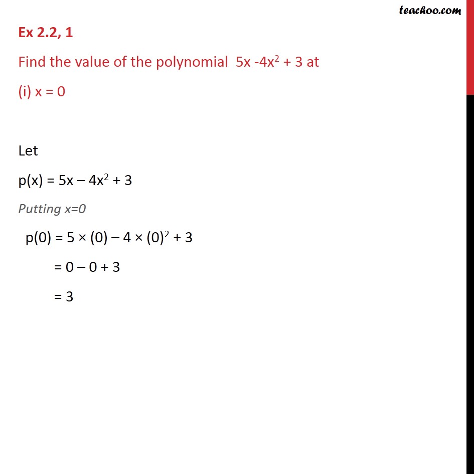 class routine exam 11 2.2 2.2, Ex polynomial at  of 1     4x2  3 value  5x Find Ex