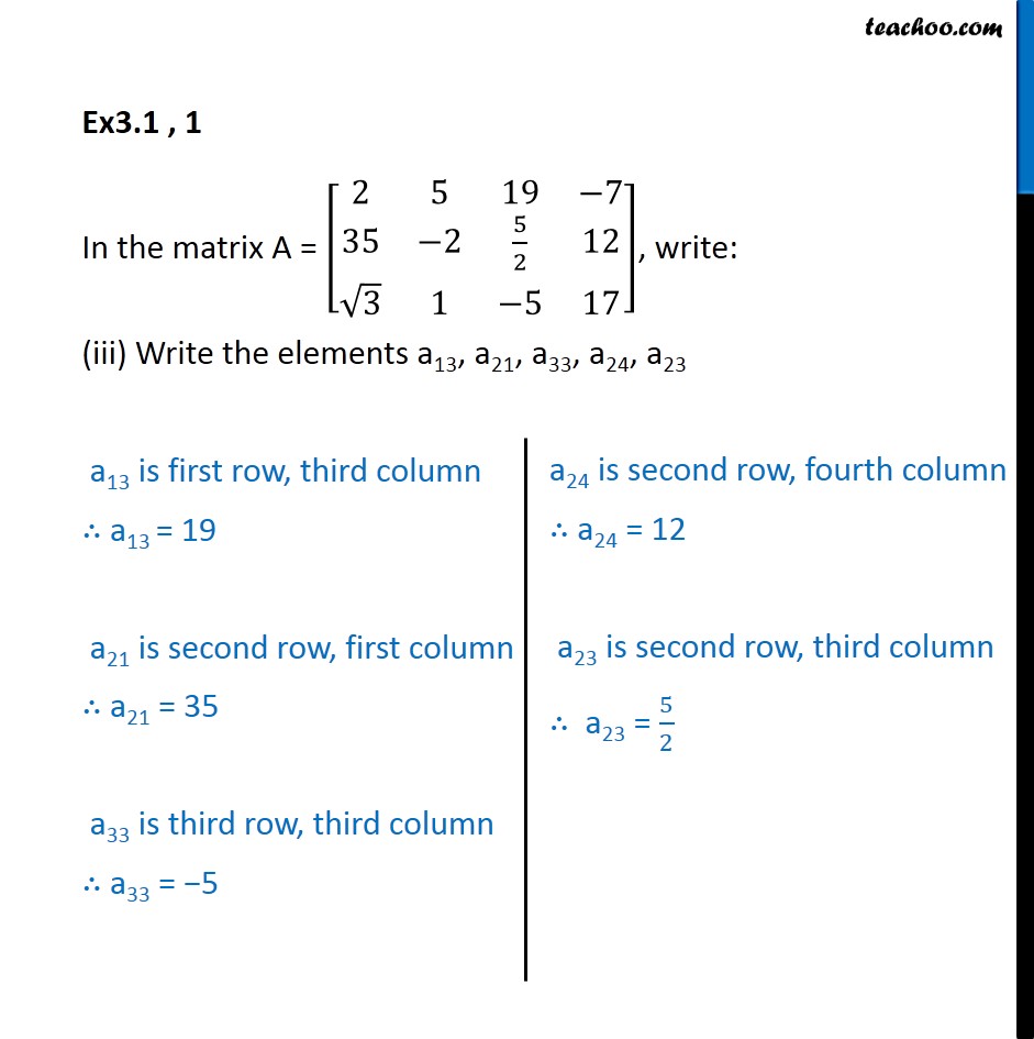 Ex 3.1, 1 - Chapter 3 Class 12 Matrices - Part 3