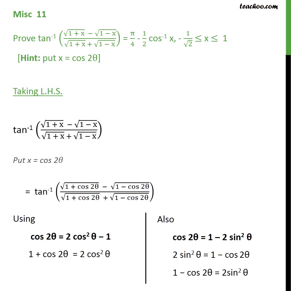 Misc 11 - Chapter 2 Class 12 Inverse Trigonometry - tan-1