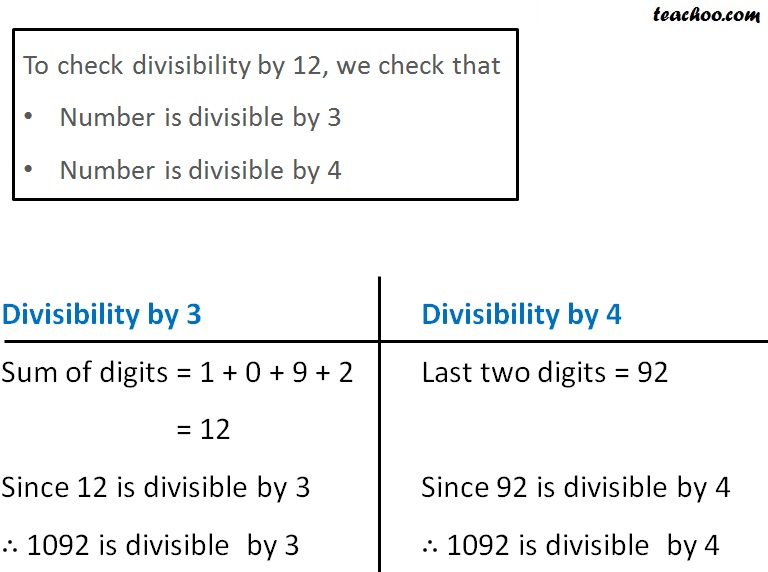 How To Check If Number Is Divisible By 12 - Teachoo - Divisibility Tes