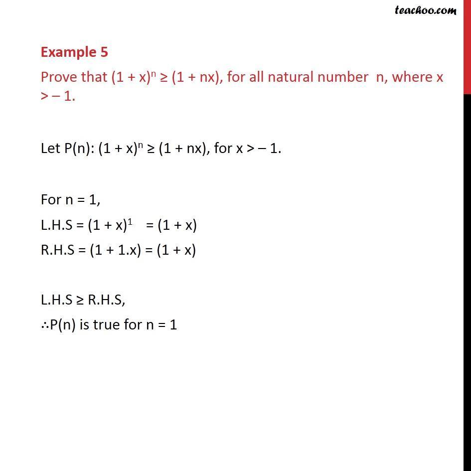 Example 5 Prove 1 X N 1 Nx Mathematical Induction Exam