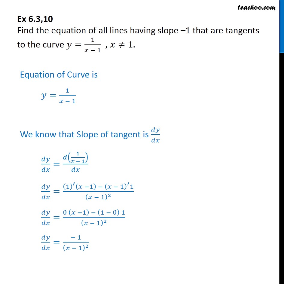 Ex 63 10 Find Equation Of All Lines Having Slope 1 Ex 63 0440