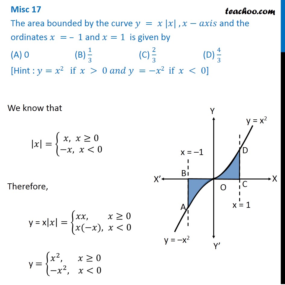 Area Bounded By Y X X X Axis And X 1 X 1 Is Given Mcq