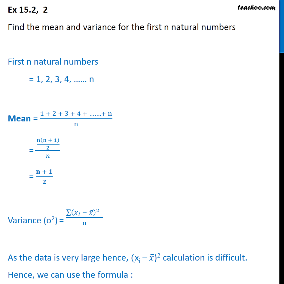 ex-15-2-2-find-mean-and-variance-for-first-n-natural-numbers