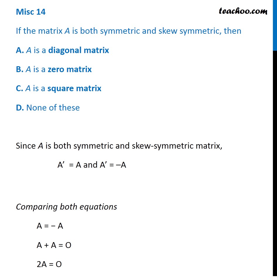 Misc. 14 - Chapter 3 Class 12 Matrices - Part 3
