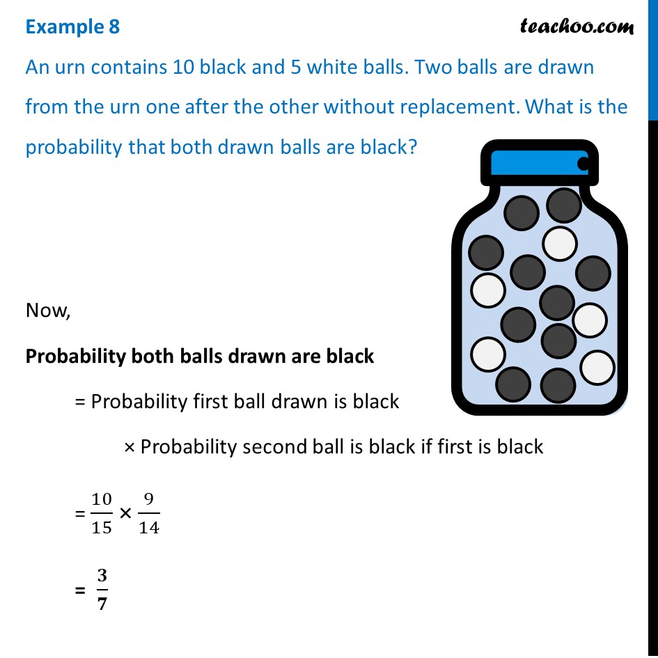 Example 8 - An Urn Contains 10 Black, 5 White Balls. Two Balls