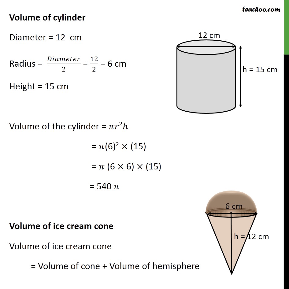 Ex 13.3, 5 - A container shaped like a cylinder diameter ...