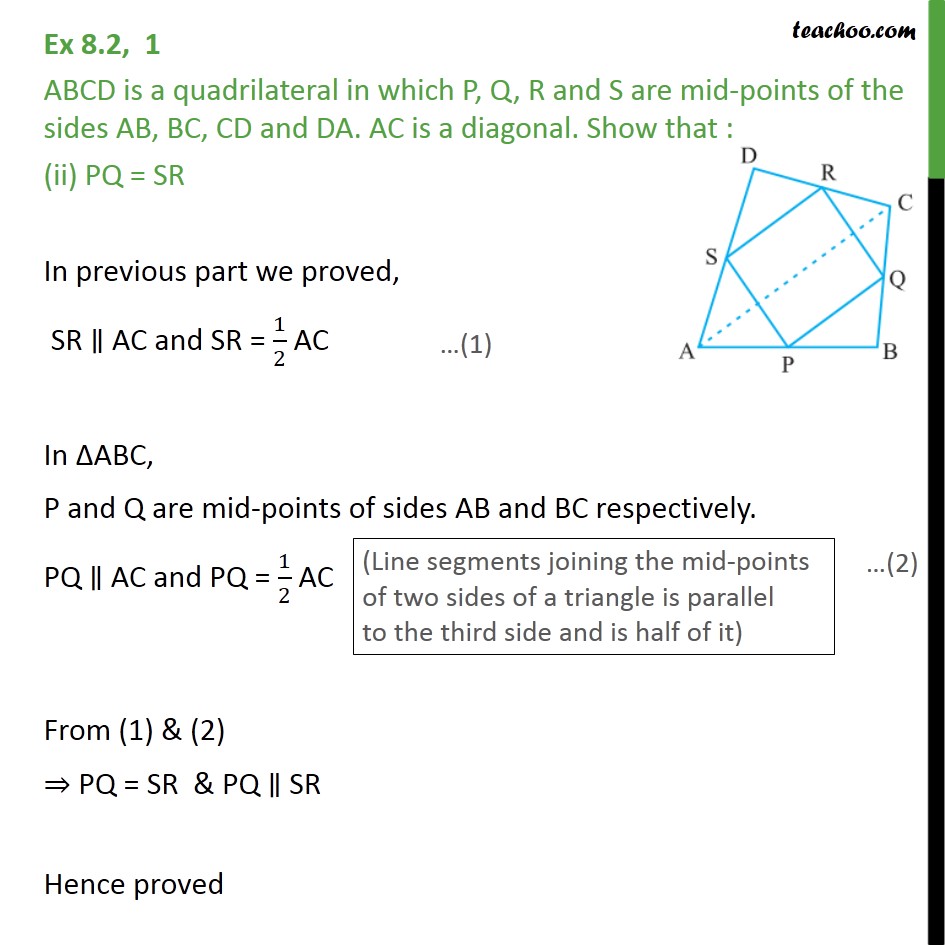 Ex 82 1 Abcd Is A Quadrilateral In Which P Q R And S Ex 82 8578