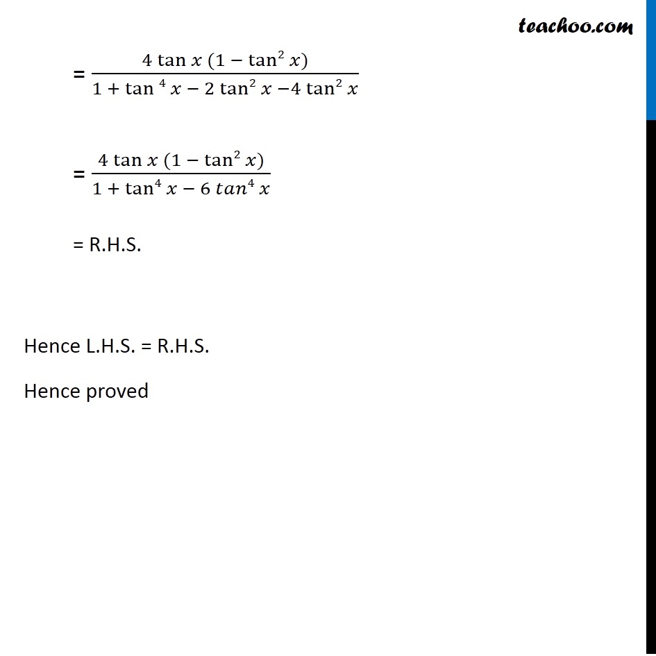 Ex 3 3 23 Prove Tan 4x 4 Tan X 1 Tan2 X 1 6tan2x