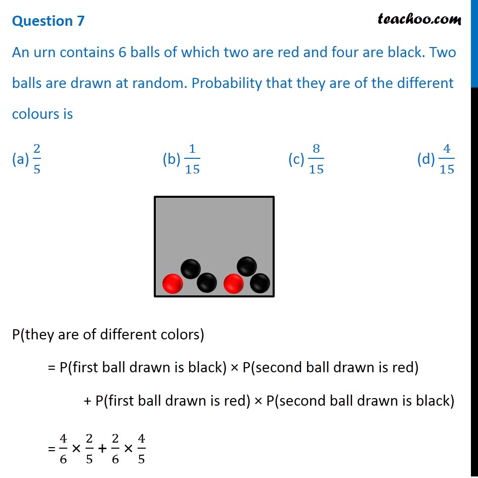 An Urn Contains 6 Balls Of Which Two Are Red And Four Are Black