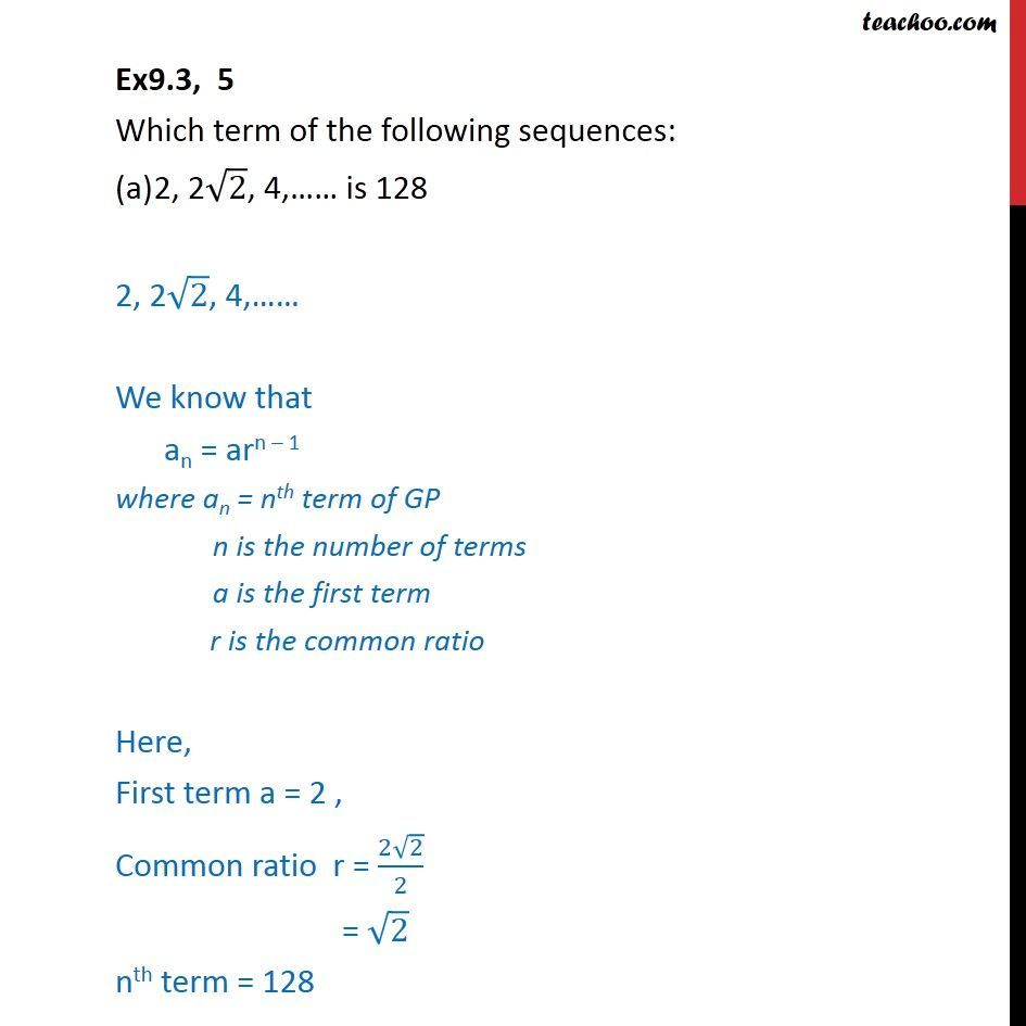 Ex 9.3, 5 - Which term of following sequences - Chapter 9 - Geometric Progression(GP): Formulae based