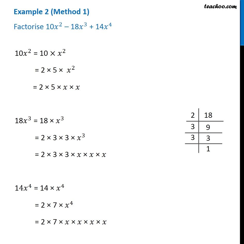 Example 2 - Factorise 10x^2 - 18x^3 + 14x^4 - Chapter 14 Class 9