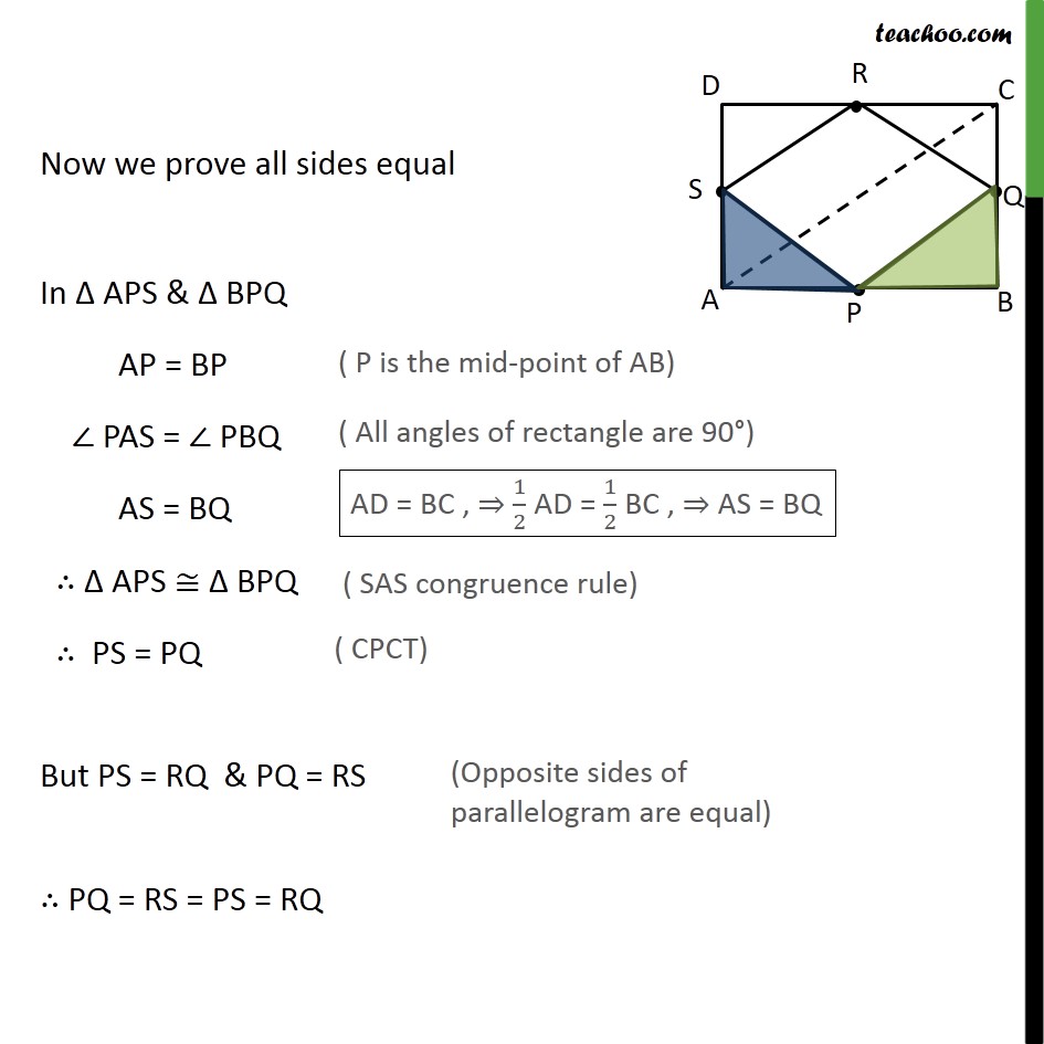 Ex 82 3 Abcd Is A Rectangle P Q R And S Are Mid Points Ex 82