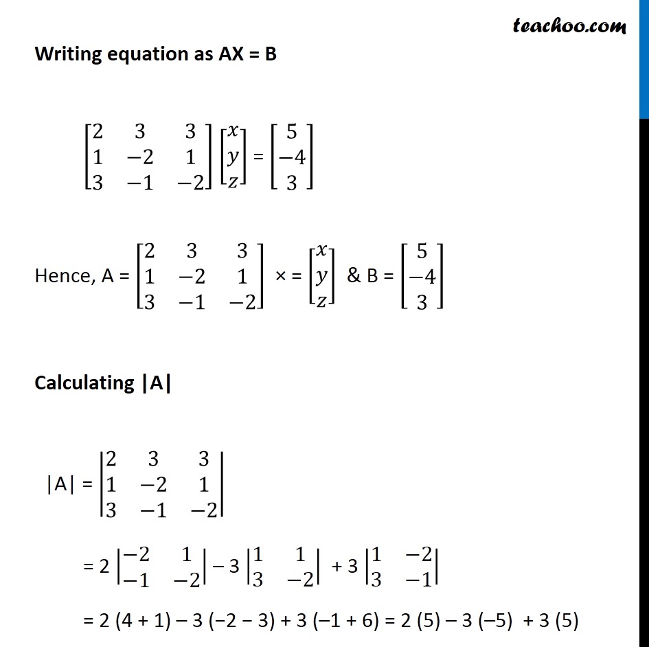 Ex 4 6 13 Solve Linear Equations Using Matrix Method Ex 4 6