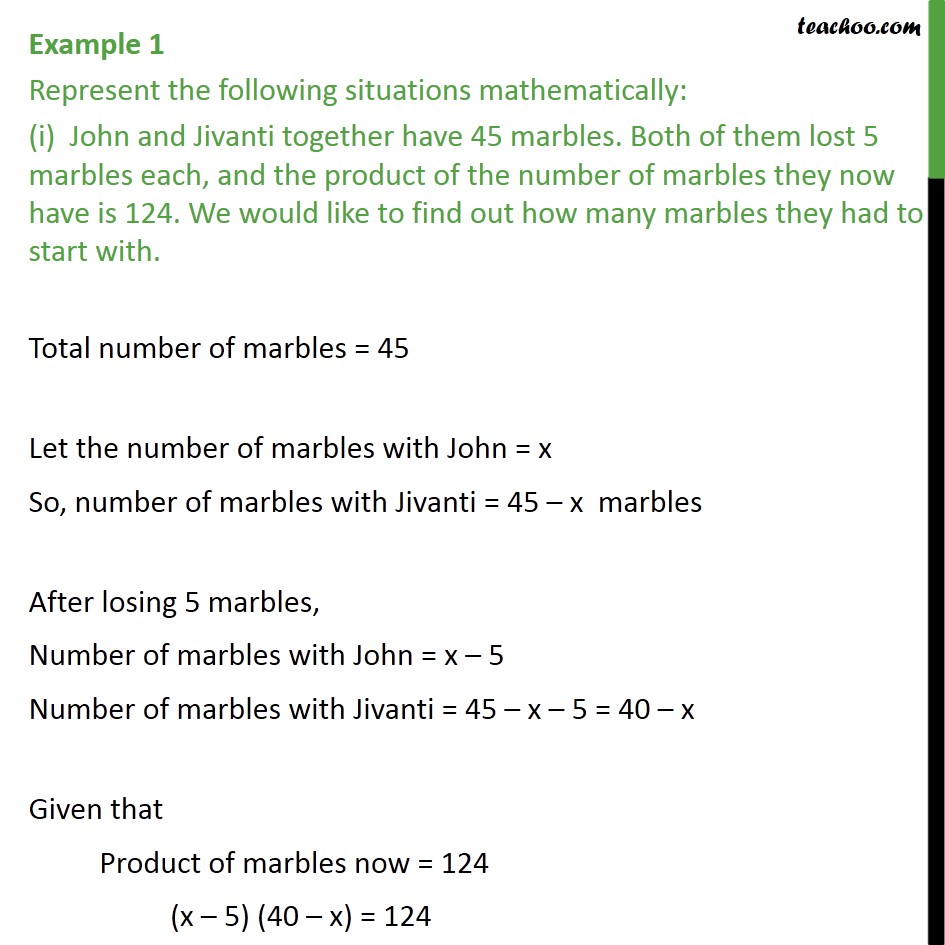 Example 1 - Represent mathematically: (i) John and Jivanti - Examples