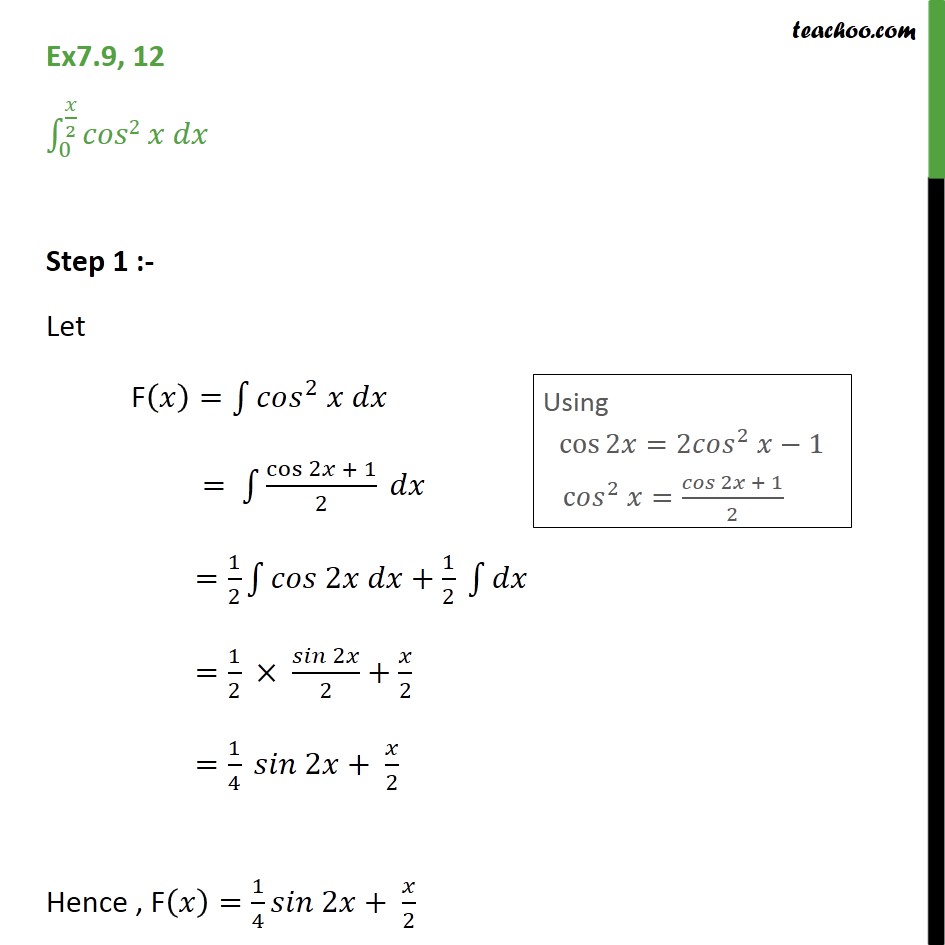 ex-7-9-12-integrate-cos-2-x-from-0-to-pi-2-integration-class-12