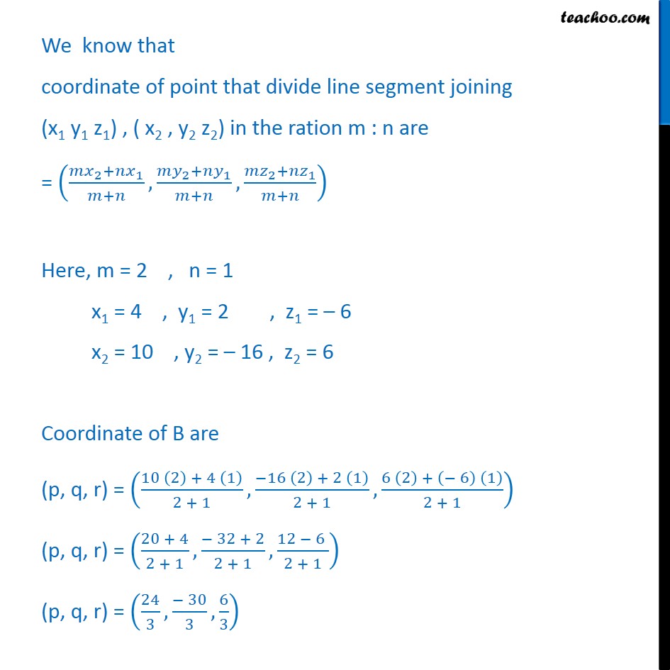 Ex 12.3, 5 - Find coordinates of points which trisect line - Ex 12.3