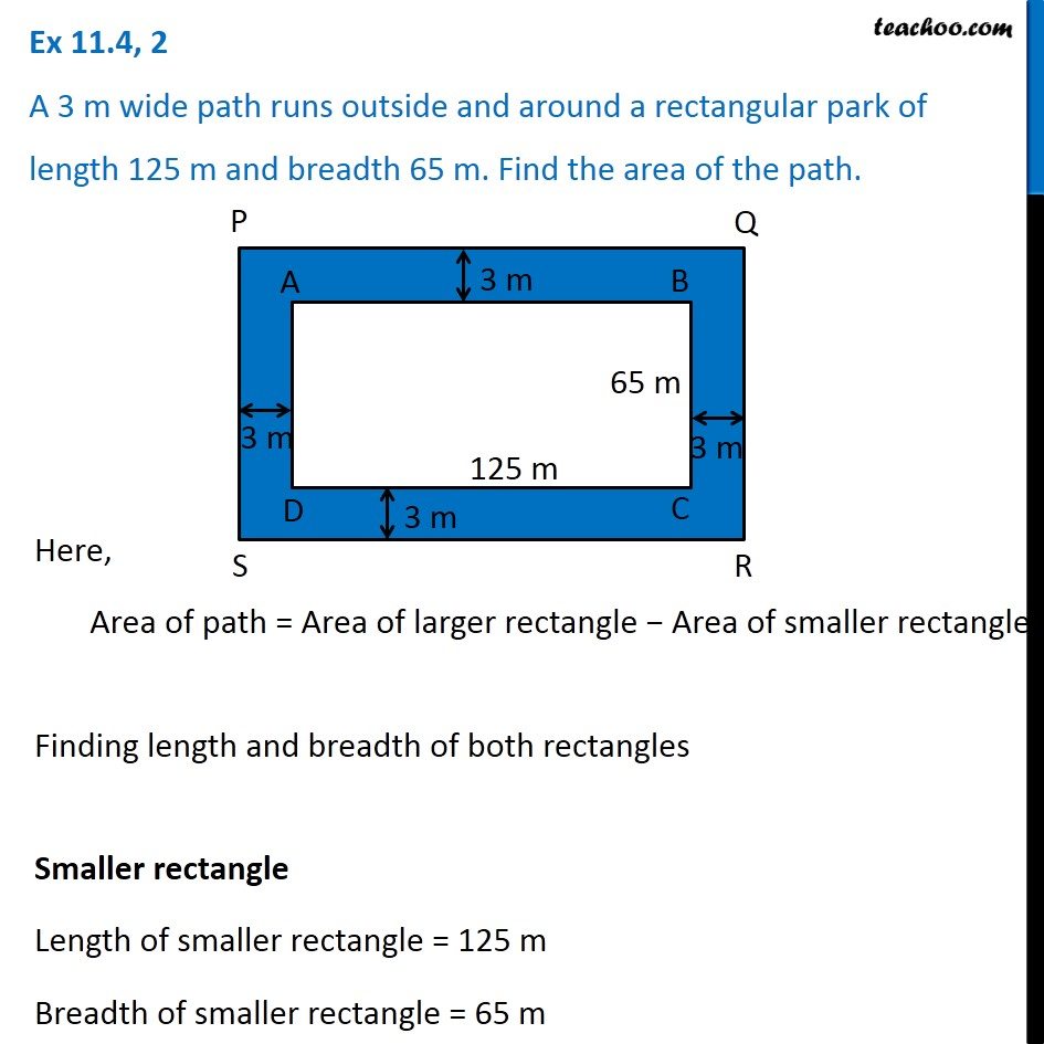 Ex 11.4, 2 - A 3 m wide path runs outside and around a rectangular
