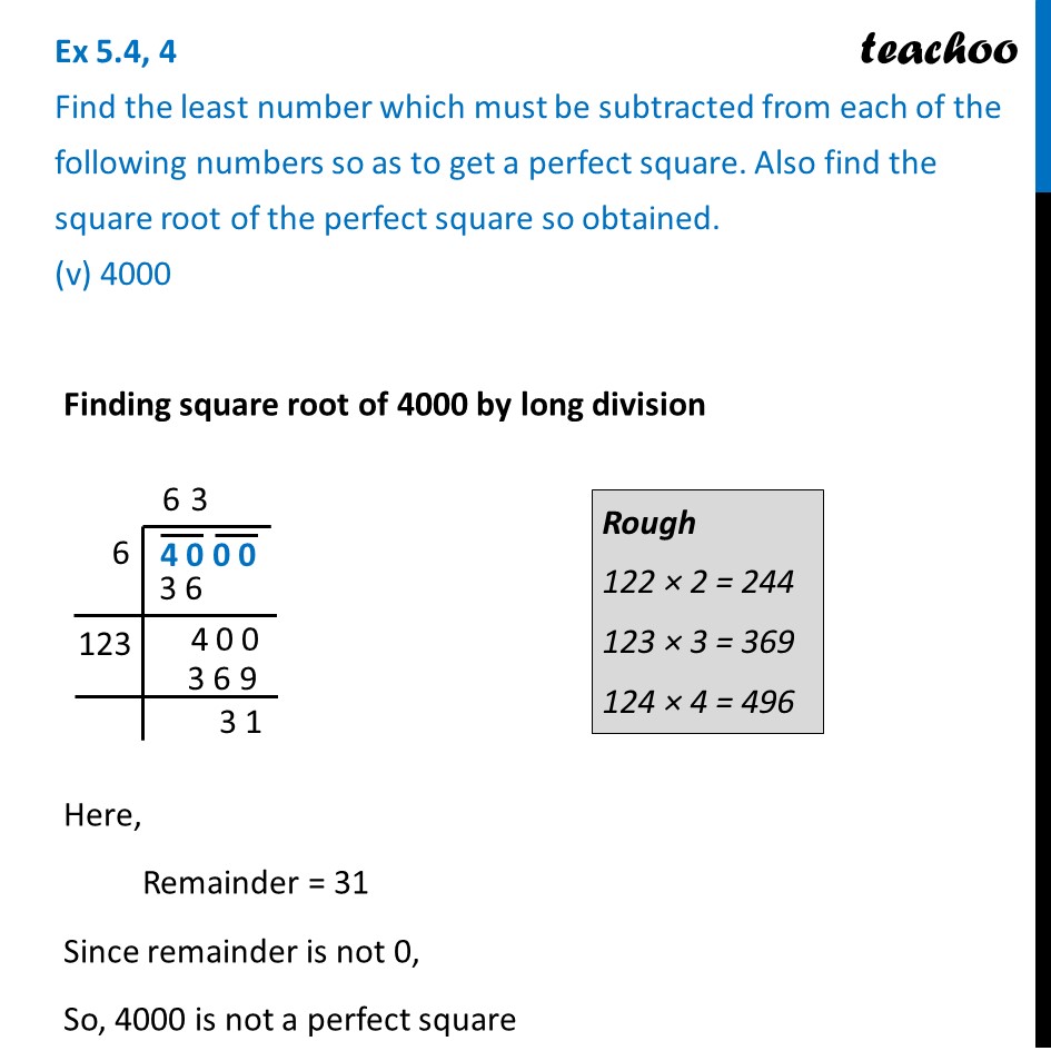 find-the-least-number-to-be-subtracted-from-4000-to-get-perfect-square