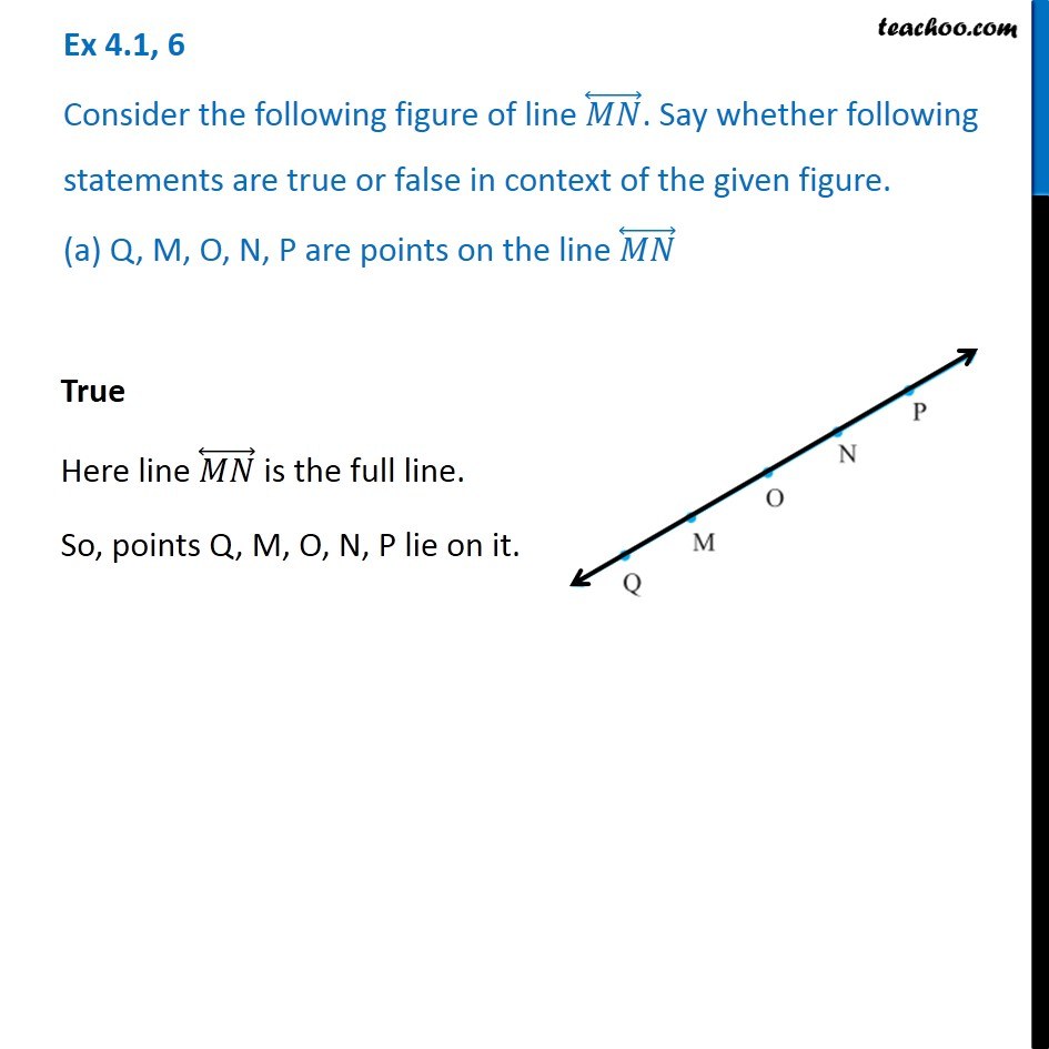 Ex 4.1, 6 - Consider the figure of line MN. Say true or false