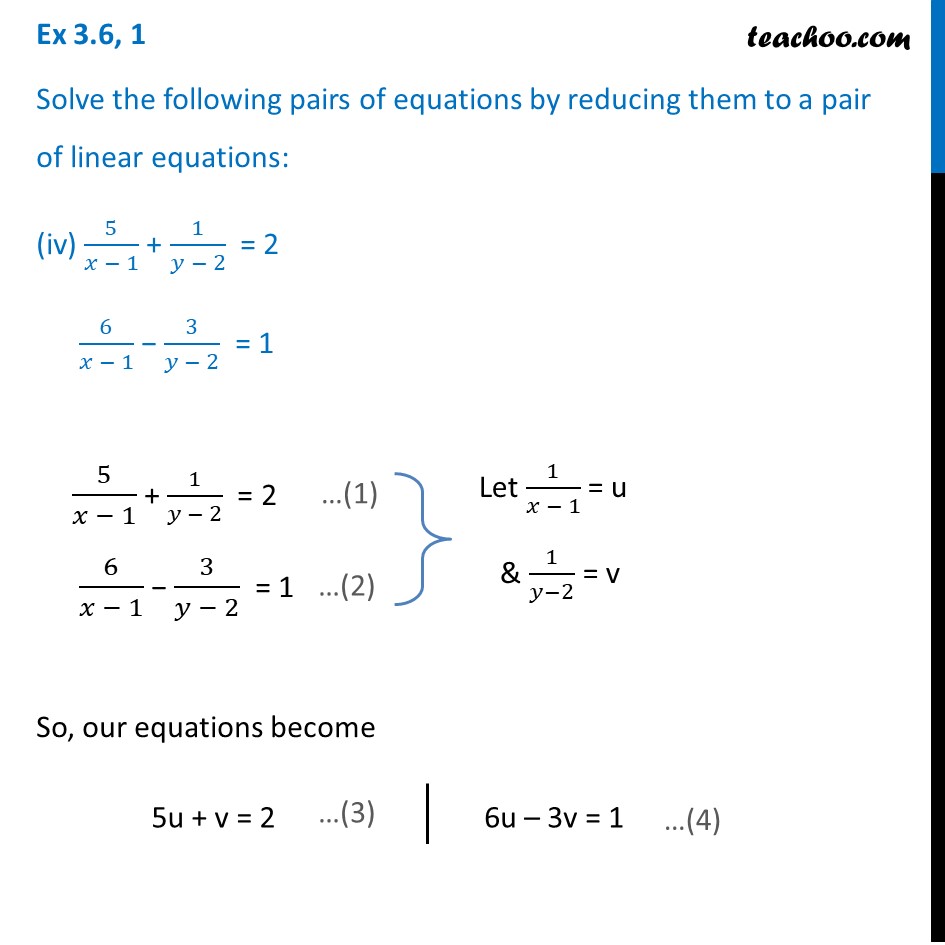Ex 3.6, 1 (iii) and (iv) - Chapter 3 Class 10 Pair of Linear Equations in Two Variables - Part 5