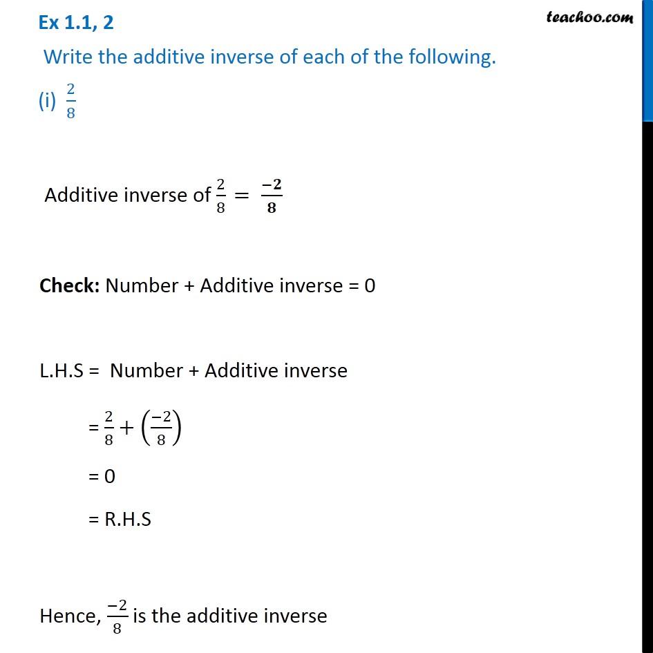 What Does Additive Inverse In Math Mean