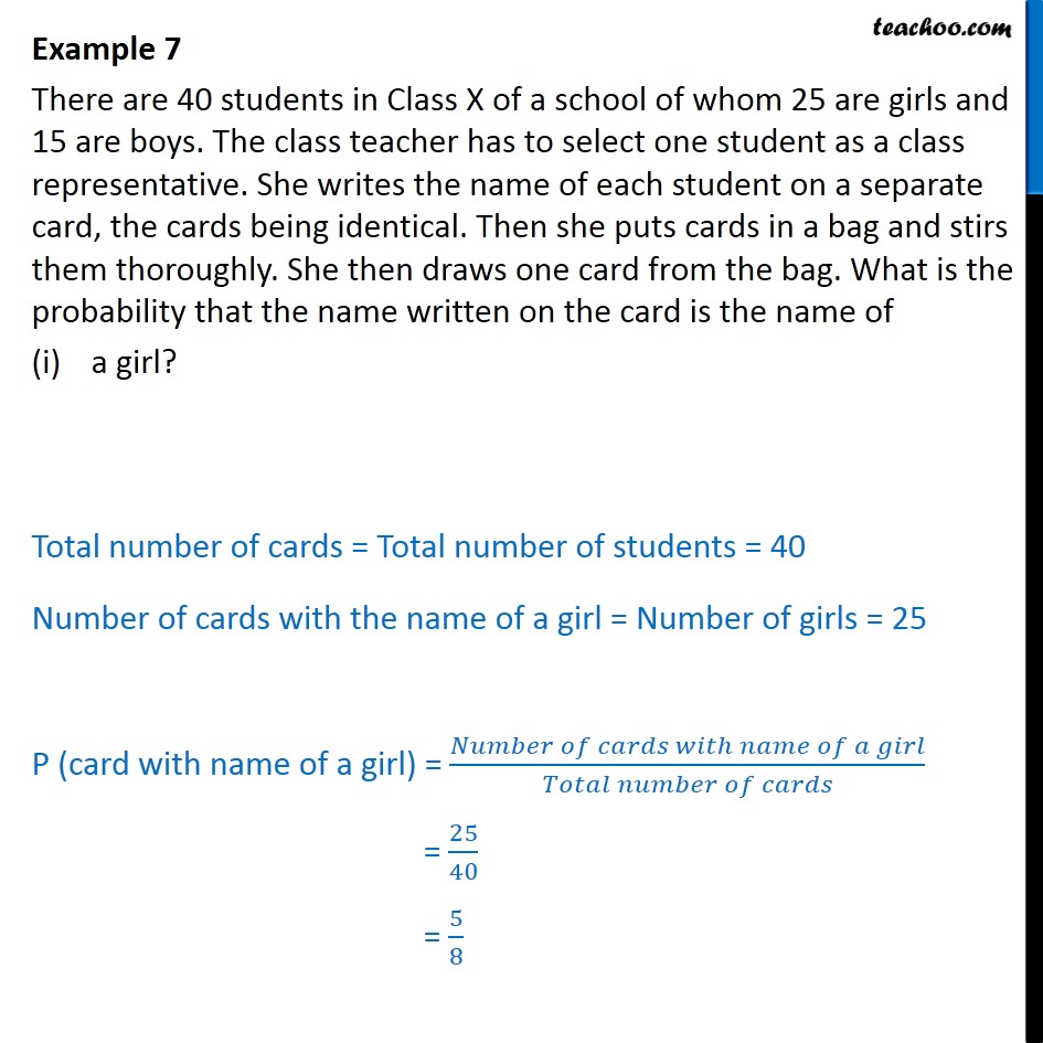 Example 7 - There are 40 students in Class X of a school - Examples