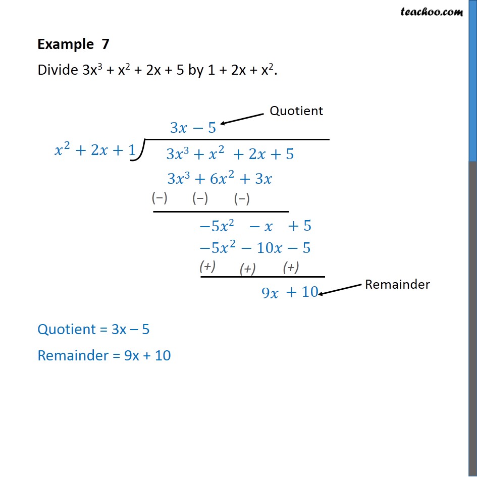 Example 7 Divide 3x3 X2 2x 5 By 1 2x X2