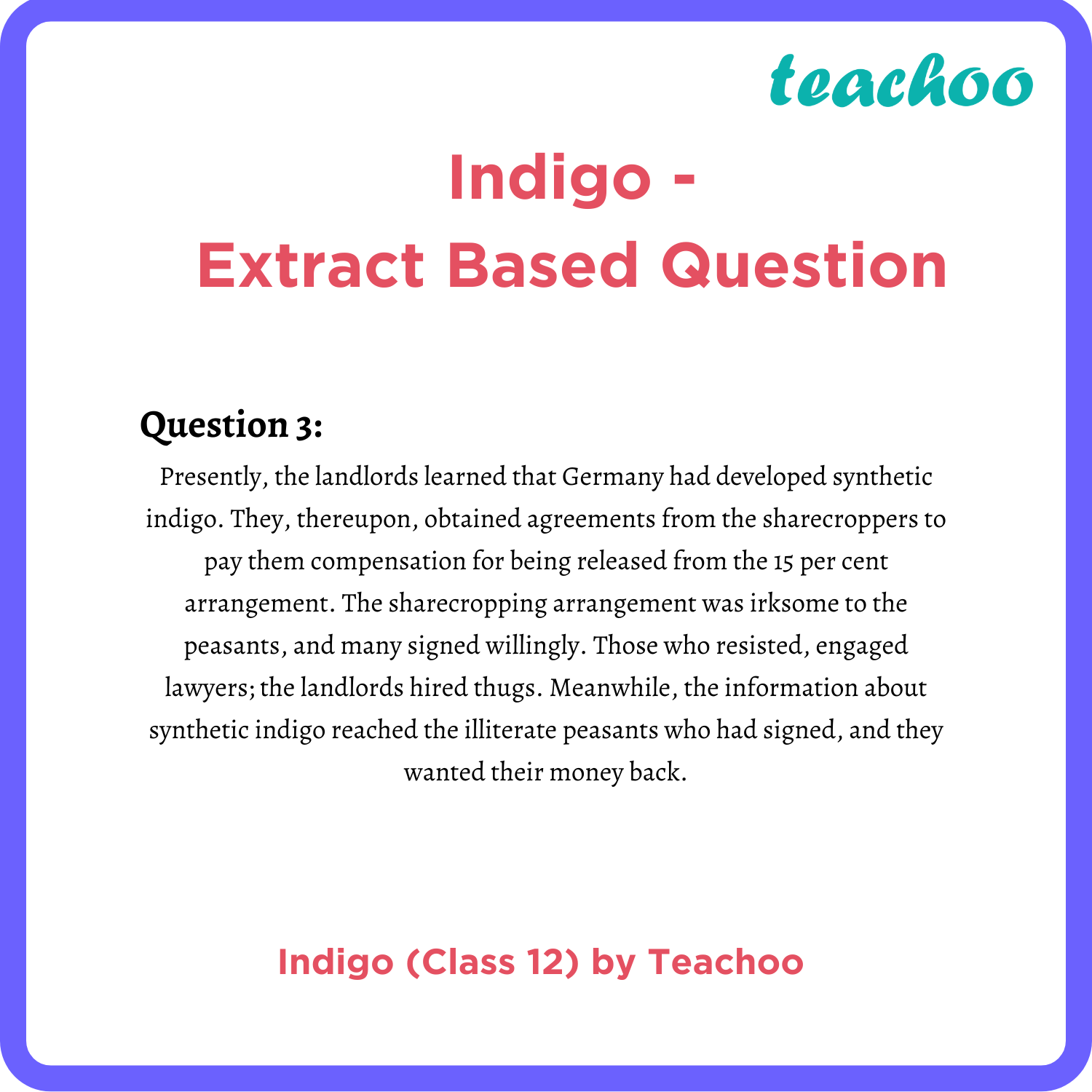 [English Class 12] Indigo - Flamingo (Extract Based Question)