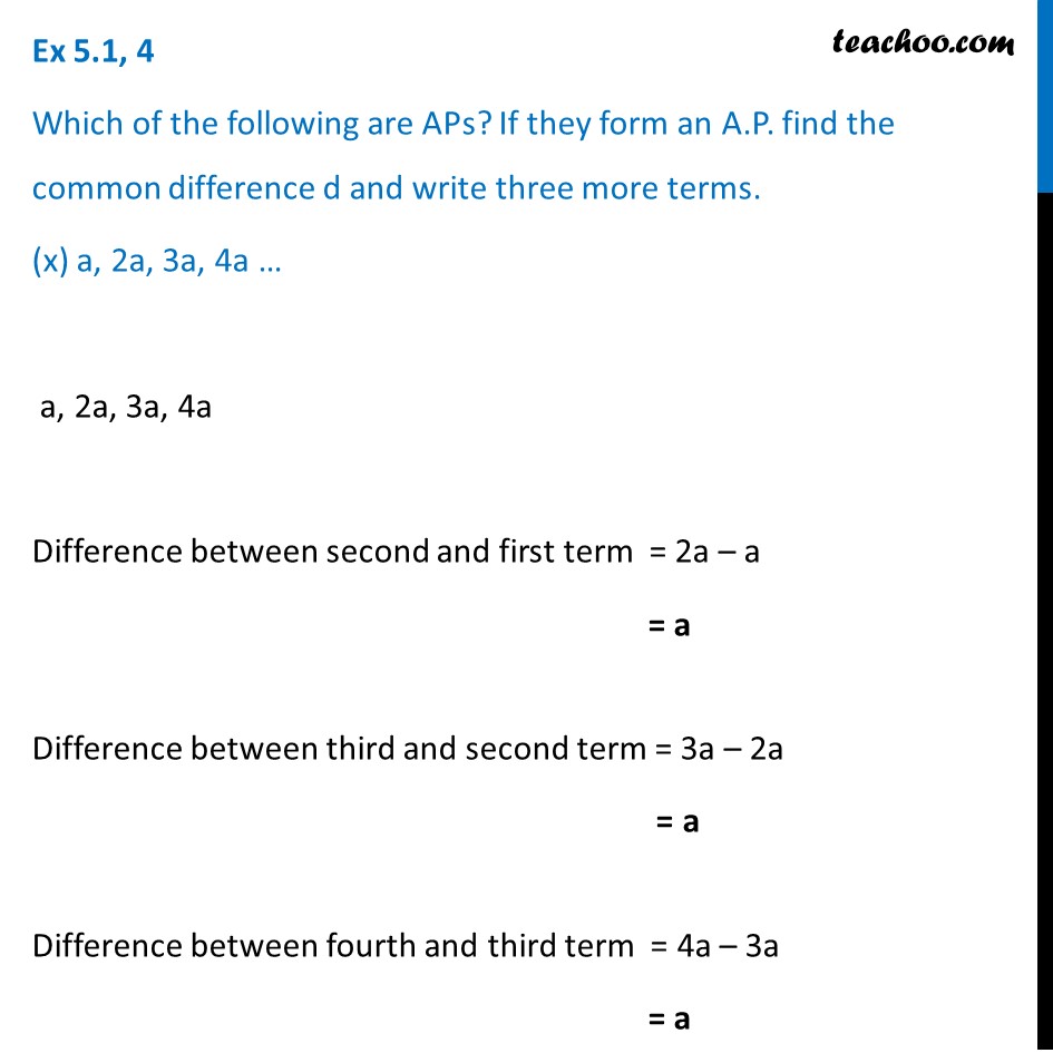 Ex 5.1, 4 (vi) - (x) - Chapter 5 Class 10 Arithmetic Progressions - Part 11