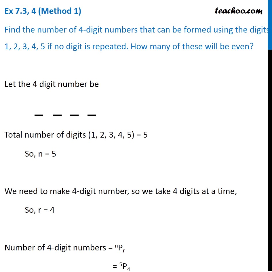 Ex 7.3, 4 - Find number of 4-digit numbers that can be formed