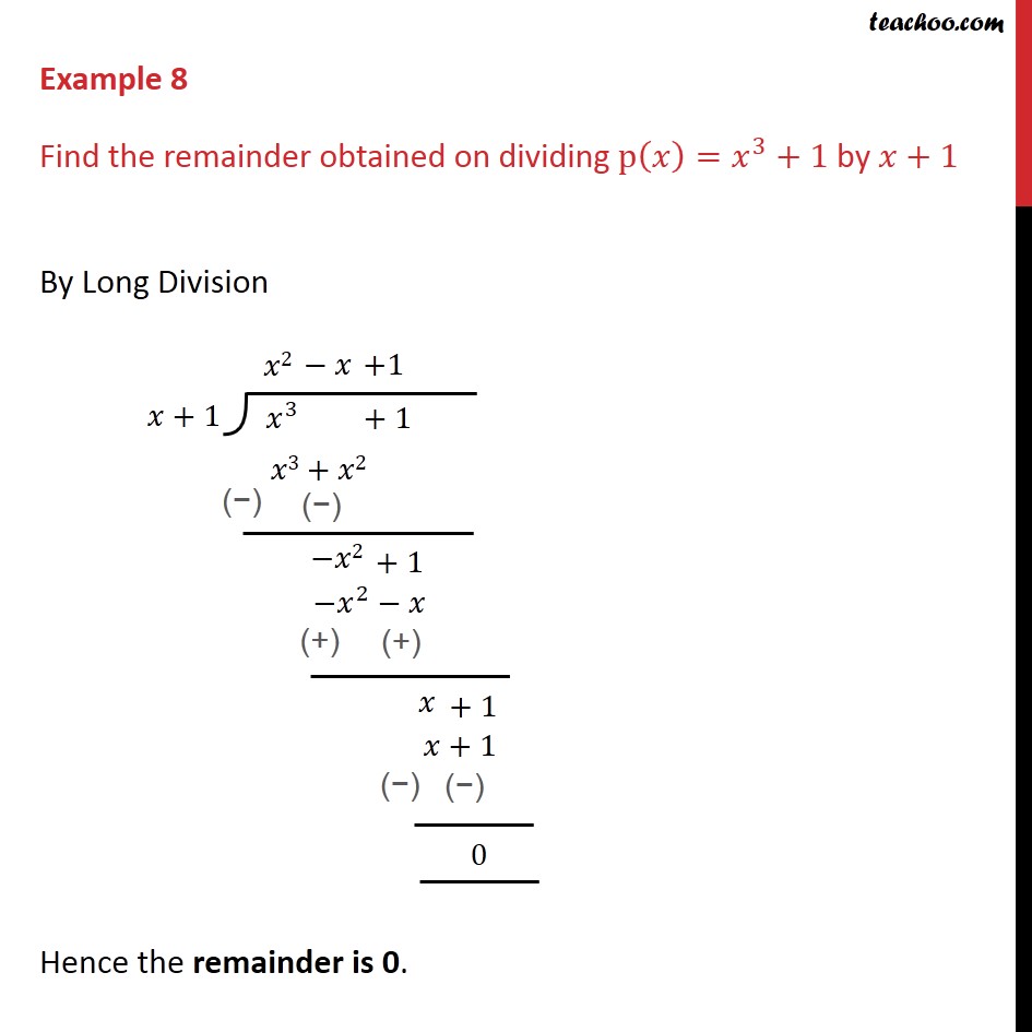 example-8-find-remainder-obtained-on-dividing-p-x-x3-1