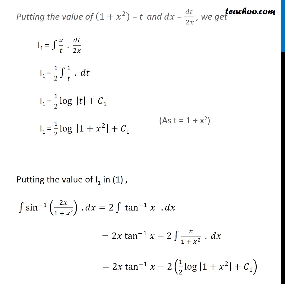 Ex 7 6 22 Integrate Sin 1 2x 1 X 2 Teachoo Ex 7 6