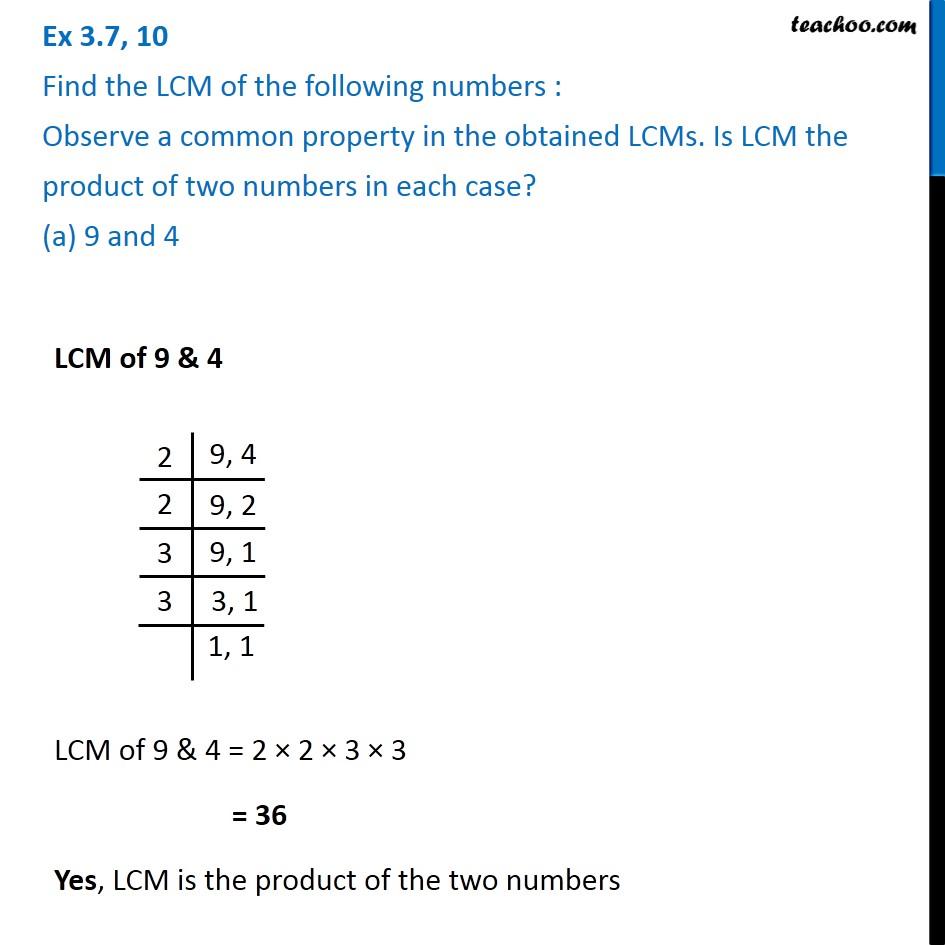 Ex 3.7, 10 - Find the LCM of the following numbers :- Class 6 Teachoo