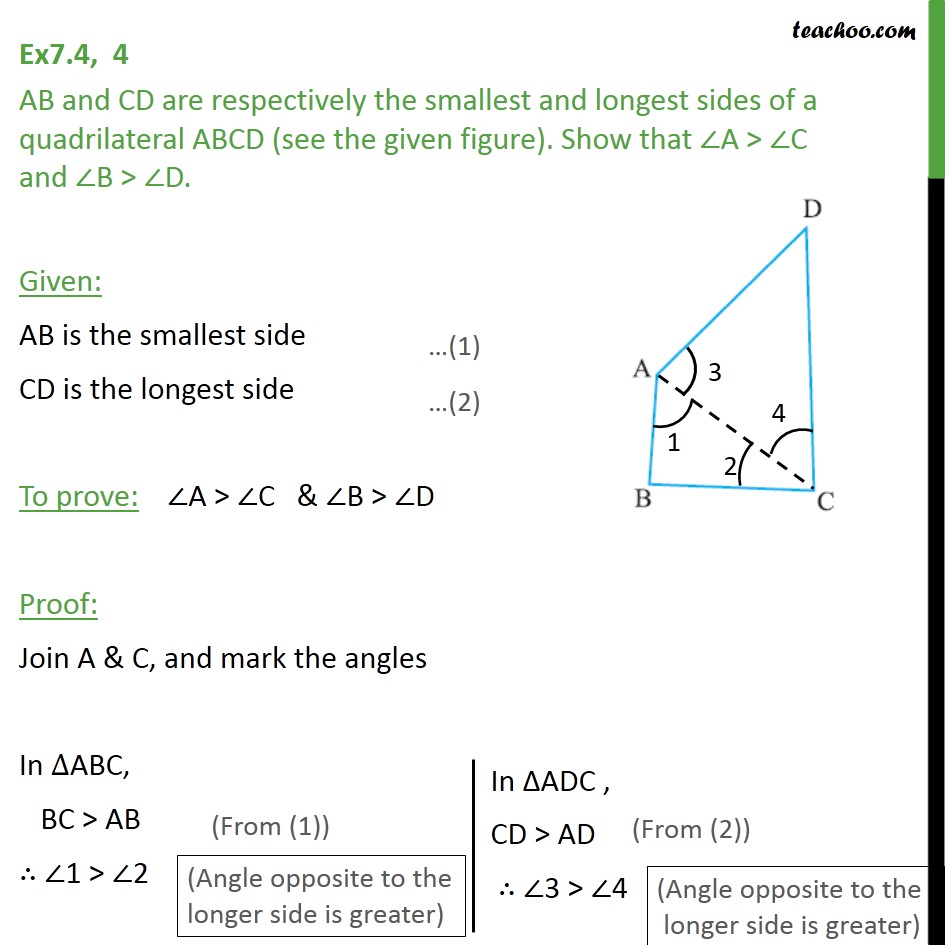 Question 4 - AB and CD are respectively smallest and longest