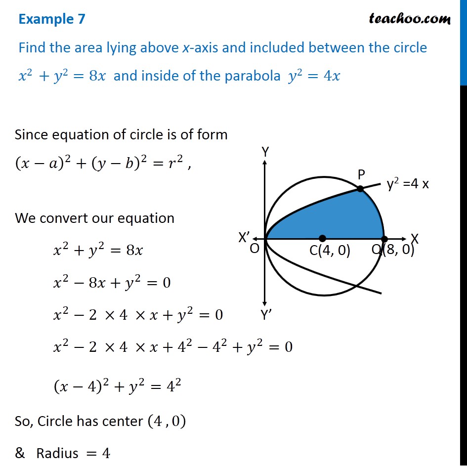 Example 7 Find Area Lying Above X Axis Included B W Circle