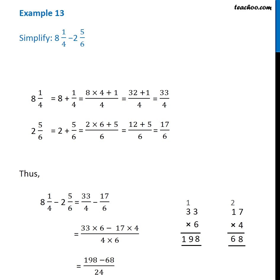 Example 13 Simplify 8 1 4 2 5 6 Chapter 7 Class 6 Teachoo