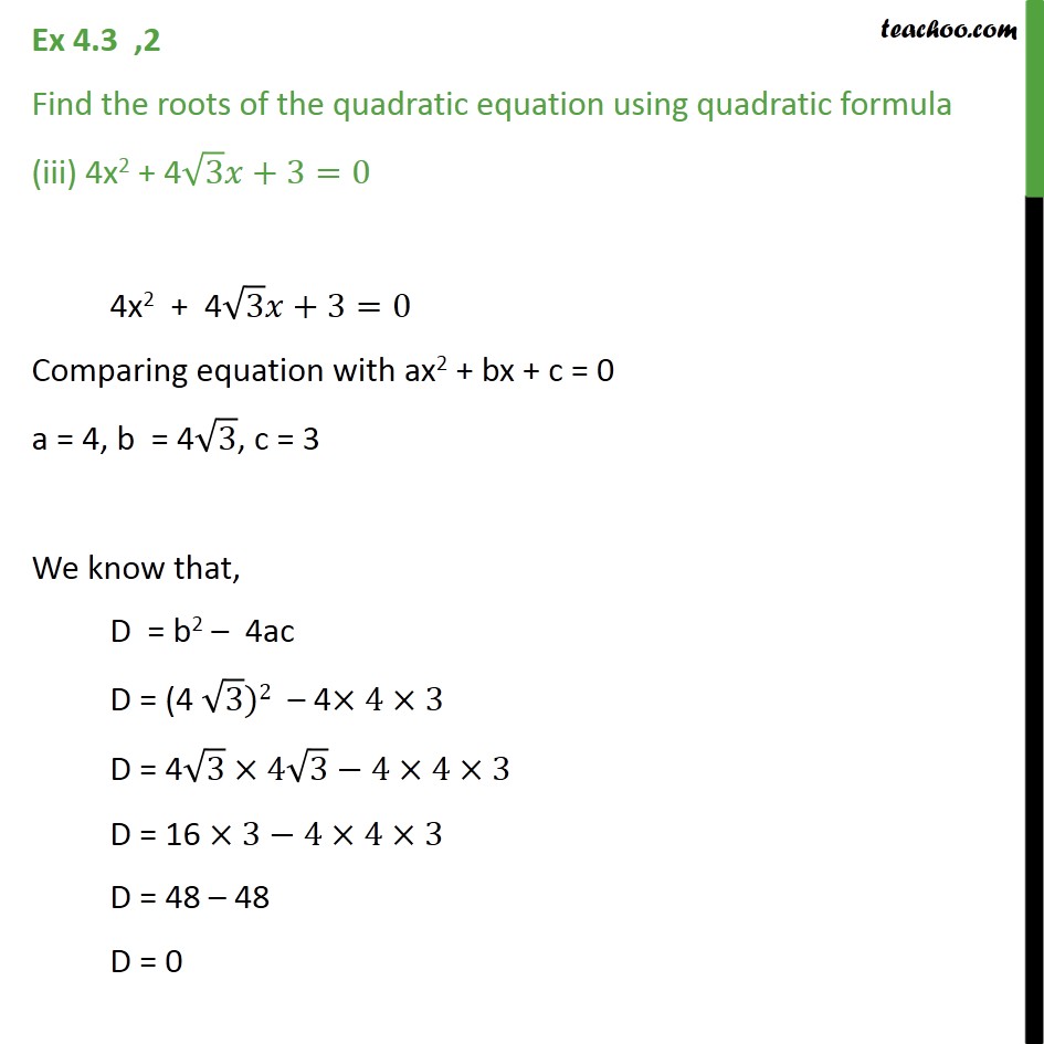Ex 4.3, 2 - Chapter 4 Class 10 Quadratic Equations - Part 5