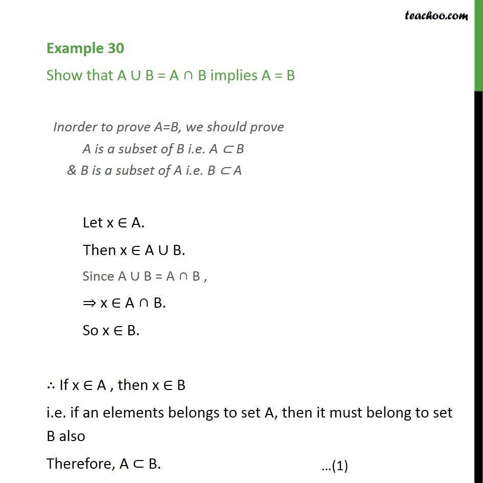 Example 30 - Show That A U B = AB Implies A = B - Chapter 1 Sets