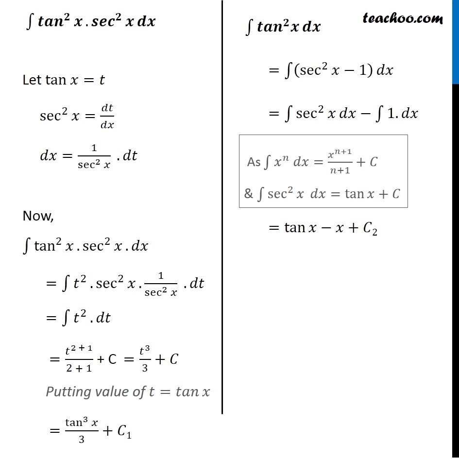 Ex 7 3 16 Integrate Tan 4 X Teachoo Maths Ex 7 3