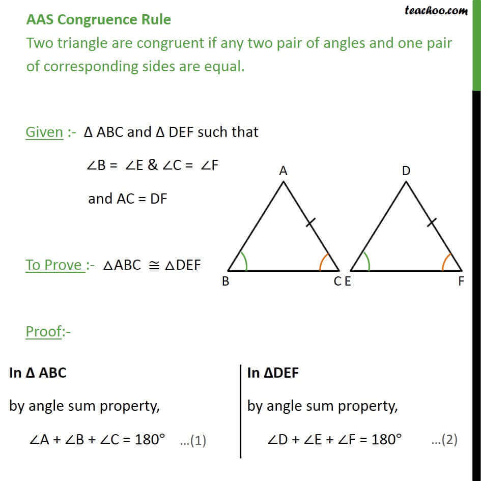 Aas Congruency Class 9 If Two Angles And Adjacent Side Are Equal 8273