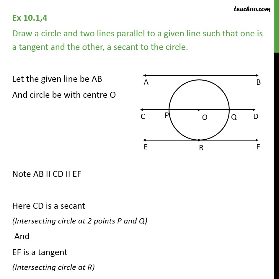Ex 10.1, 4 - Draw a circle and two lines parallel to - Ex 10.1