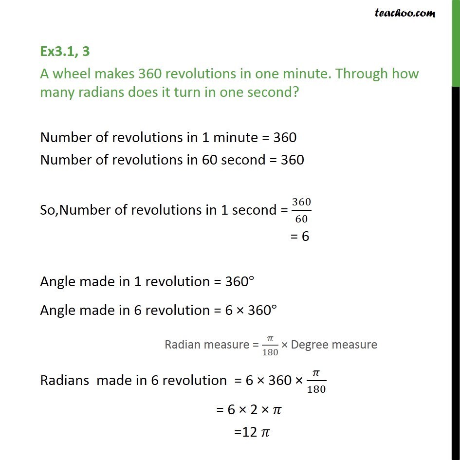 Ex 3.1, 3 - A wheel makes 360 revolutions in one minute - Ex 3.1