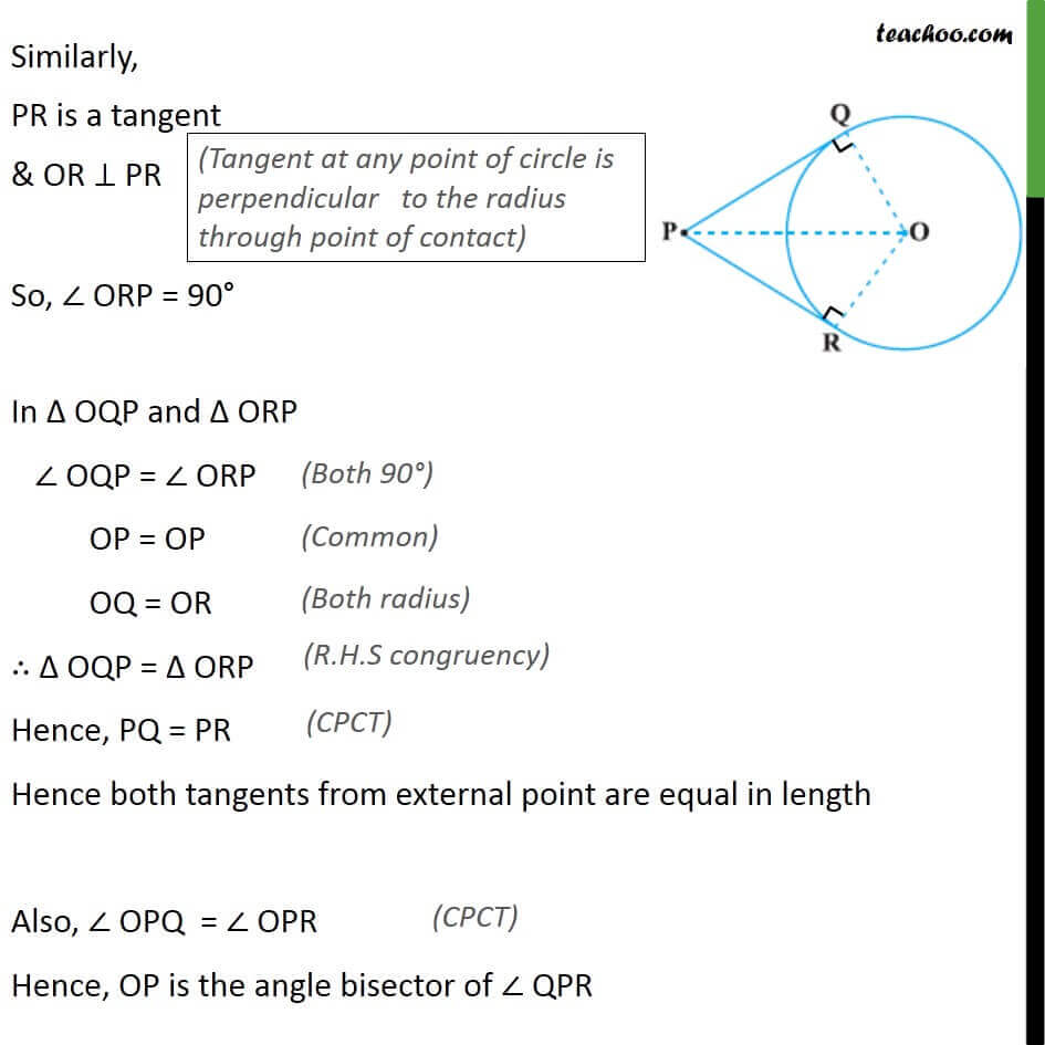 Theorem 10.2 - Class 10 - Tangents From External Point Of Circle Are