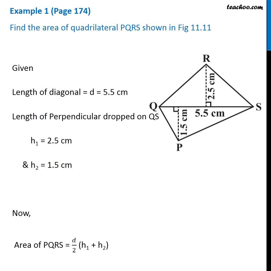 Example 18 (Page 1874) - Find the area of quadrilateral PQRS shown in