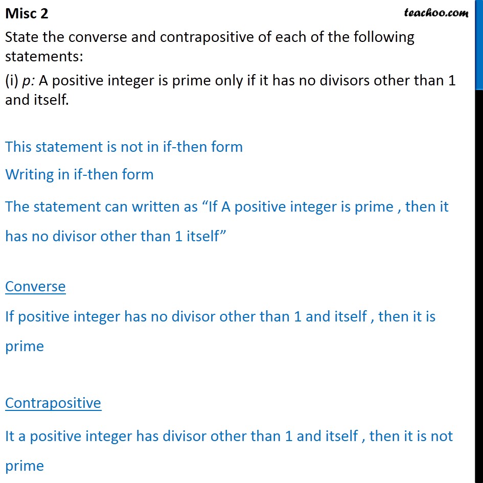 Misc 2 - Chapter 14 Class 11 Mathematical Reasoning - Part 2