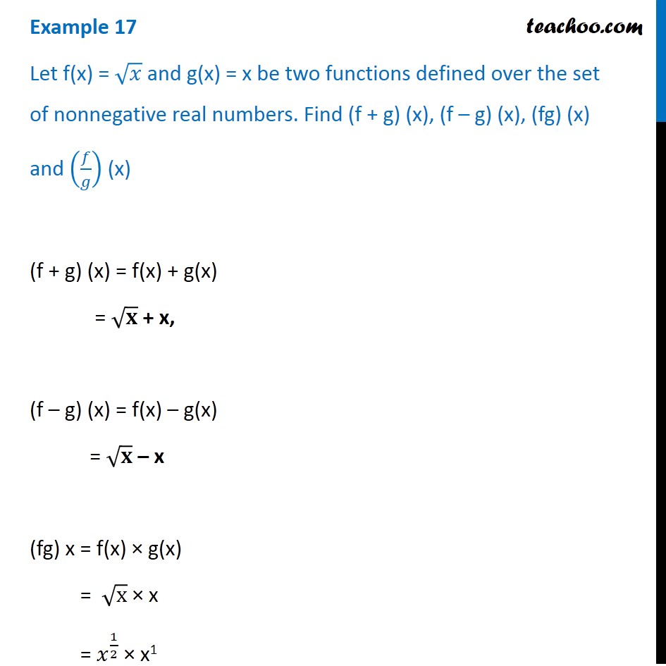 example-17-let-f-x-root-x-g-x-x-find-f-g-fg-f-g