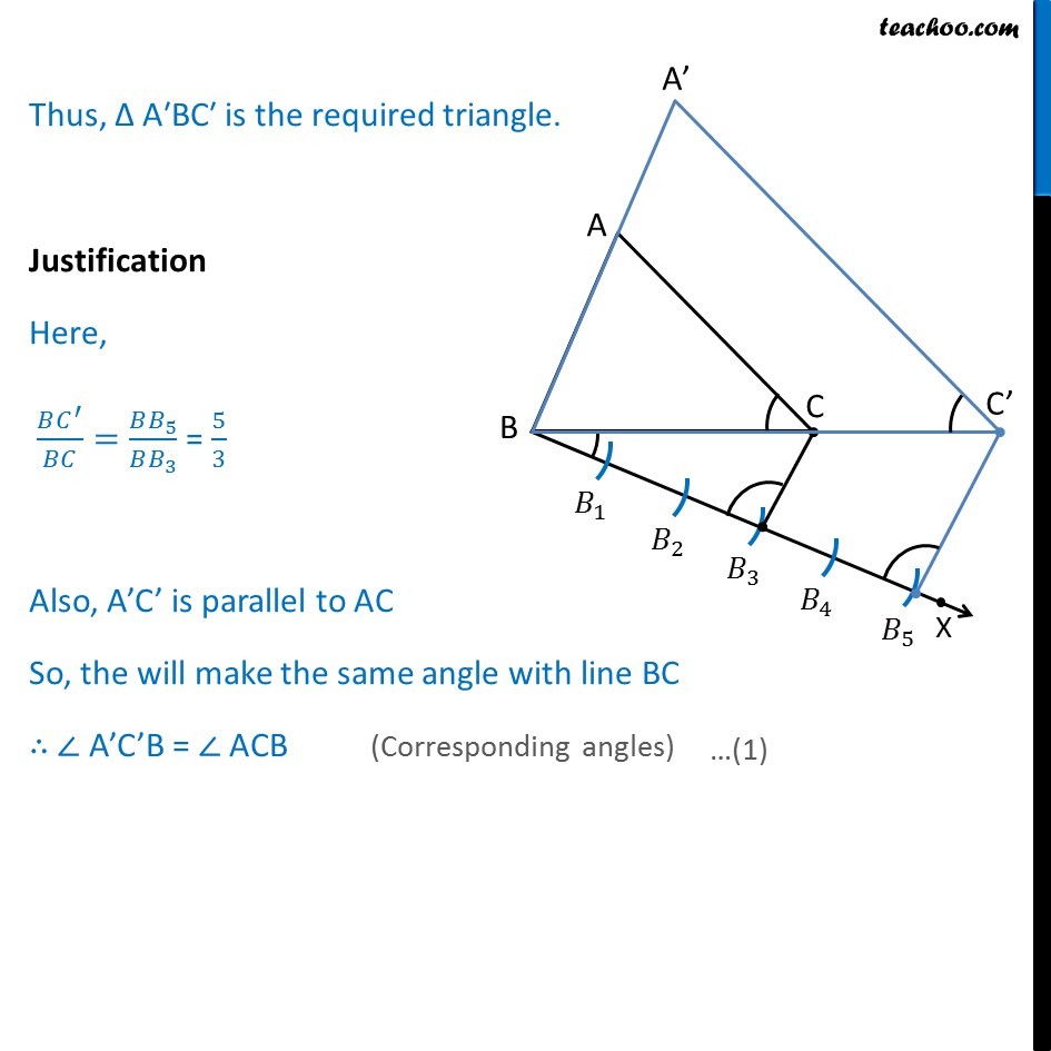 Example 2 - Construct similar triangle. Scale factor 5/3 - Chapter 11