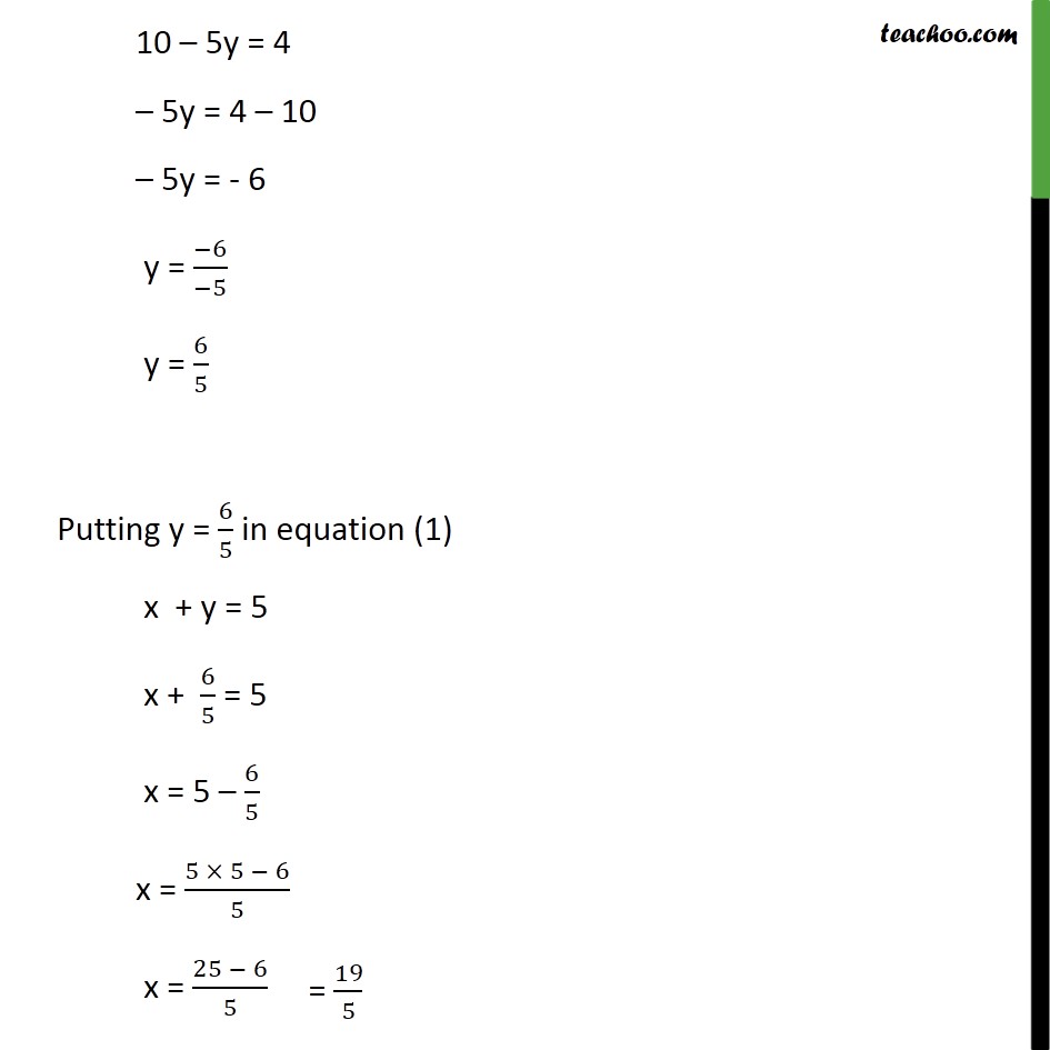 Ex 3.4, 1 - Solve by elimination and substitution - Ex 3.4